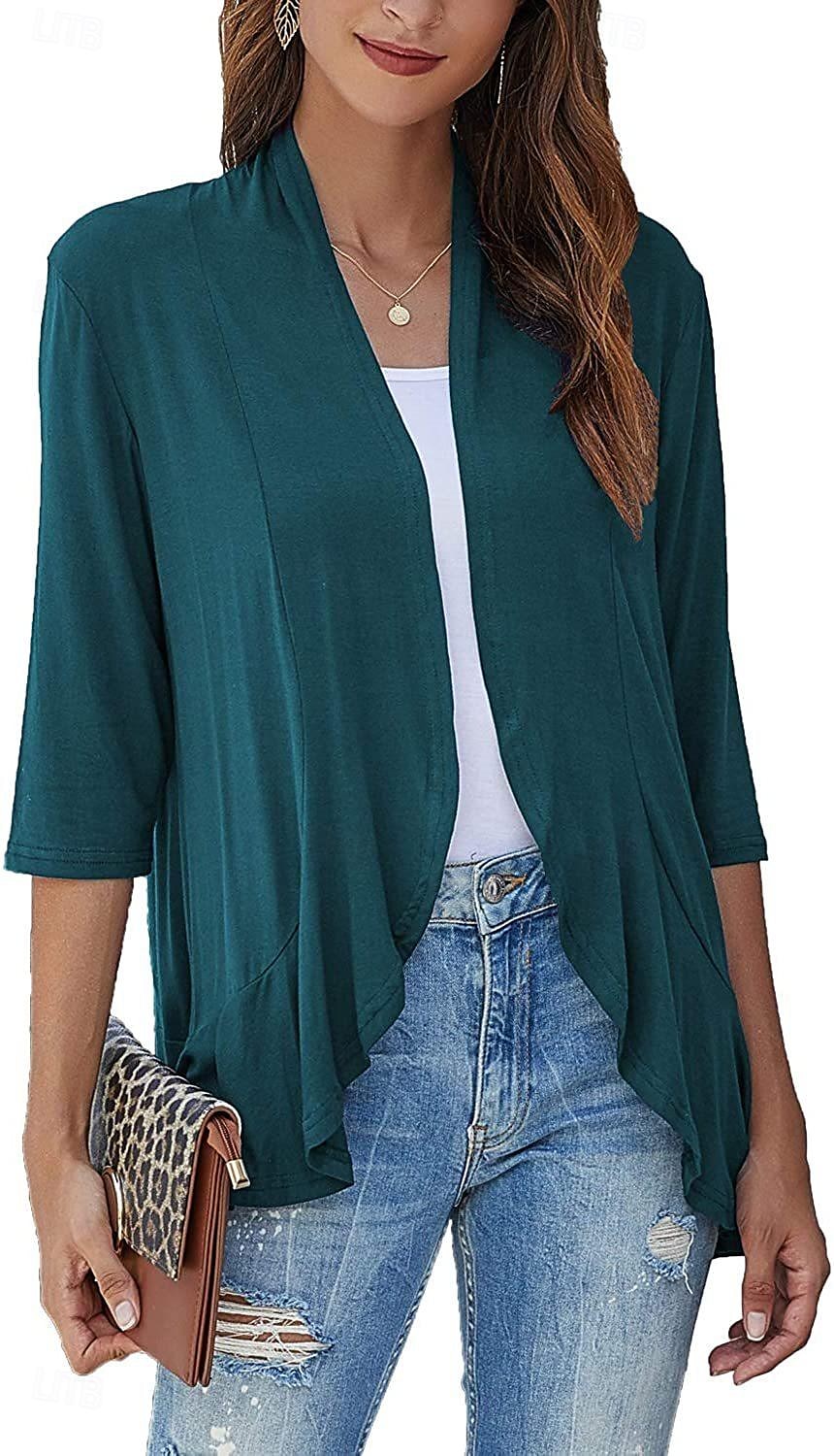Shawls Women's Wrap Shrug Elegant Bridal 3/4 Length Sleeve Polyester Wedding Wraps With Pure Color For Party Spring & Summer 2025 - Kč559 –P16