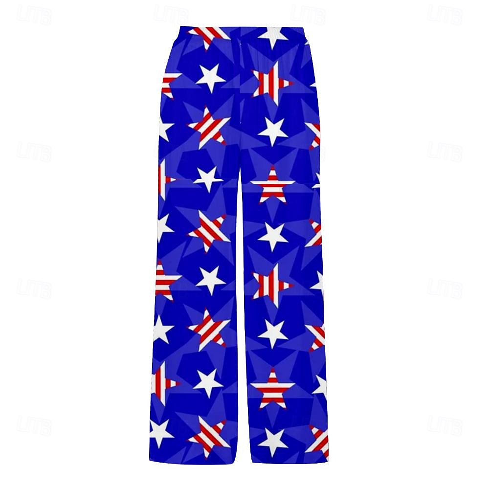 Herren Urlaub Hawaiianisch Brautkleider schlicht Fahne Amerikanische Flagge Hose Hosen Hosen Hose 3D-Druck Tasche Mittlere Taillenlinie Partyabend Alltagskleidung Strandbekleidung Sommer Frühling Blau 2025 - $25.99 –P2