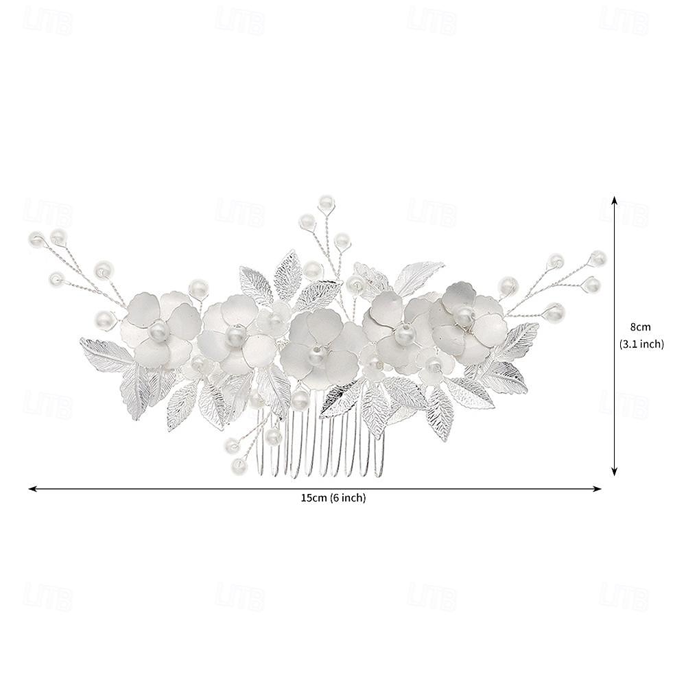 Peines de pelo Vestimenta de Cabeza Perla Artificial Legierung Boda cóctel Elegante Lujo Con Perlado Artificial Color Puro Celada Sombreros 2025 - $14.99 –P1