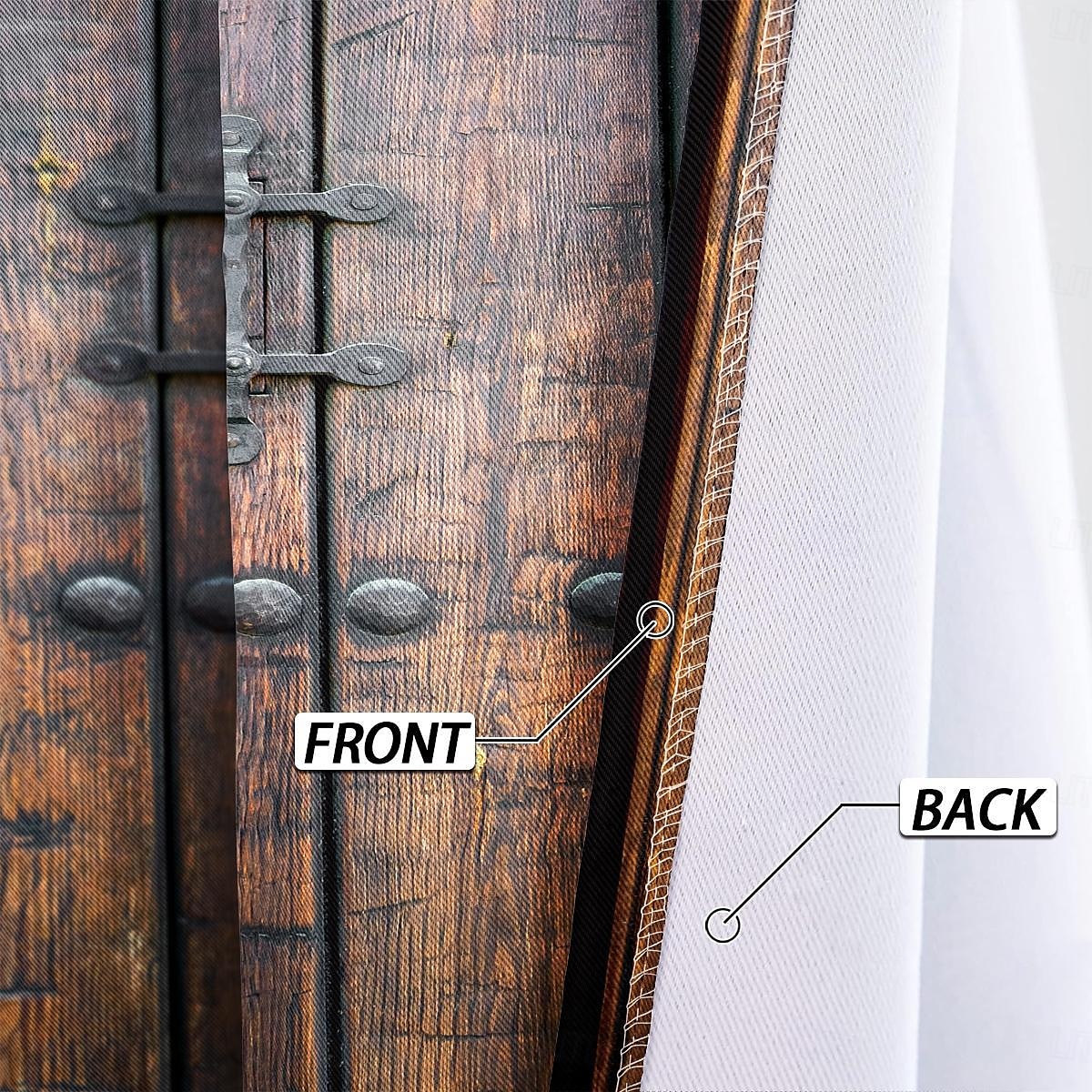 Vintage Wooden Blackout Curtains Door Insulation Outdoor Balcony Rest Living Room Home Decoration 2-piece Set of 3d Digital Printing Perforated 2025 - $39.99 –P2