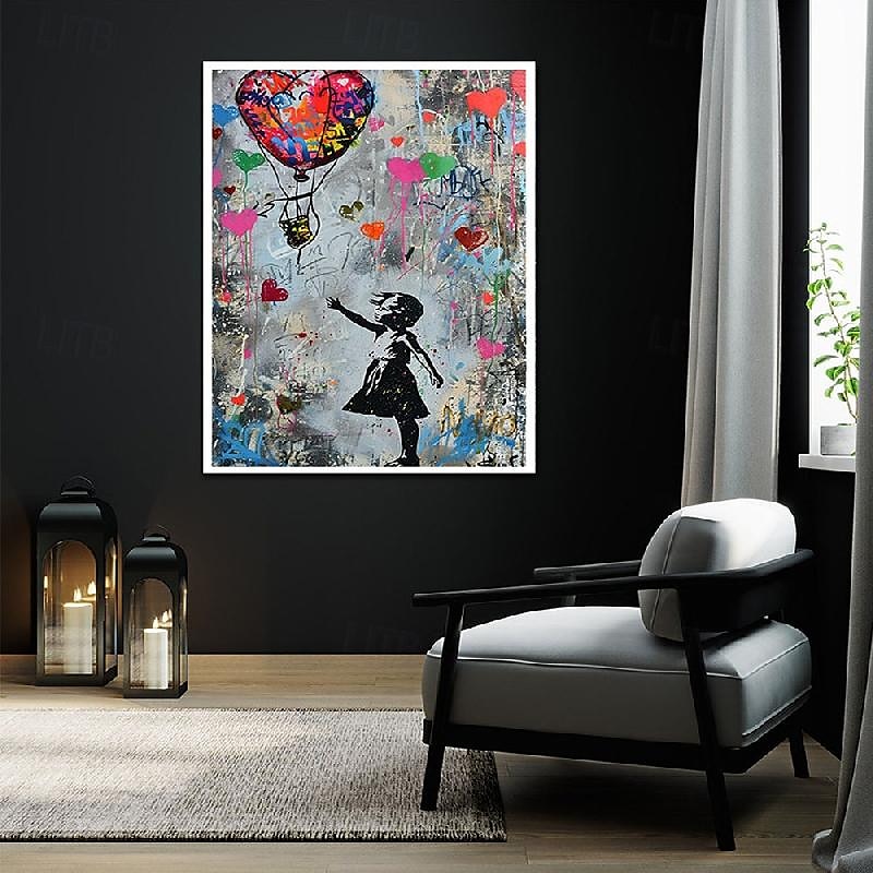Banksy Mädchen Graffiti Ölgemälde handgemalt Pop Art Gemälde berühmte Leinwand Banksy Mädchen Kunstwerk Gemälde Banksy Ballon Leinwand Gemälde Wanddekoration Kunstwerk Gemälde 2025 - $325.69 –P3