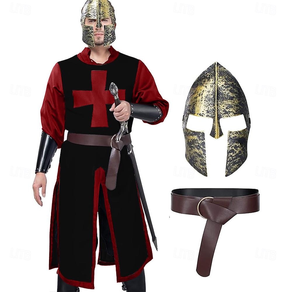 Men's Medieval Knight Tunic - Renaissance Templar Halloween Costume For Cosplay (US Stock)