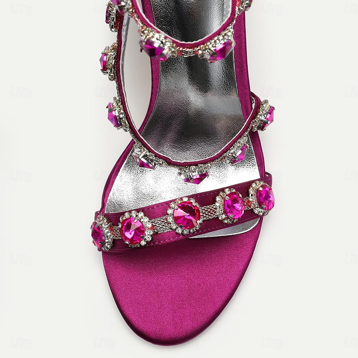 Women's Rhinestone Ankle Strap Stiletto Sandals, Open Toe Dress Heels for Wedding Guests, Cocktail Party & Evening Prom, Multiple Color 2026 - $89.99 –P3