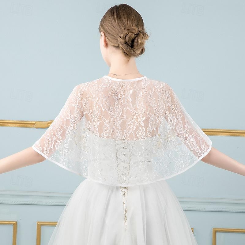 Sjalar Sjalar till damer Bolero Elegant Brudkläder Halvlång ärm Polyester Brudsjalar Med Ren Färg Till Fest Vår & sommar 2025 - $20.99 –P4