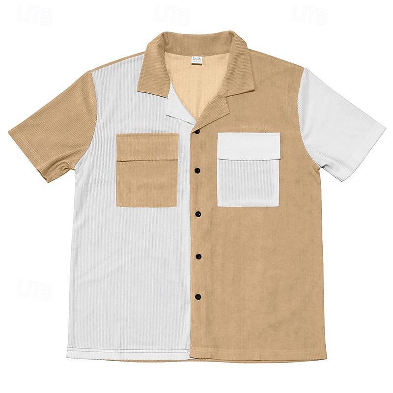 Per uomo Camicia Camicia Estiva Camicia casual Camicia da Spiaggia Camicia con Bottoni Nero Blu Kaki Manica Corta Blocco di colori Collo Camp Vacanza Camicia hawaiana Patchwork Abbigliamento del 2025 a $29.99 –P8