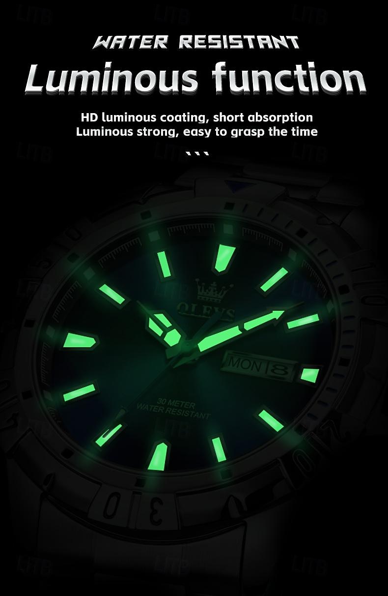 OLEVS Мужчины Кварцевые Мода Деловые Наручные часы Светящийся Календарь Дата Неделя ЗАЩИТА ОТ ВЛАГИ Стали Часы 2026 - $33.99 –P9