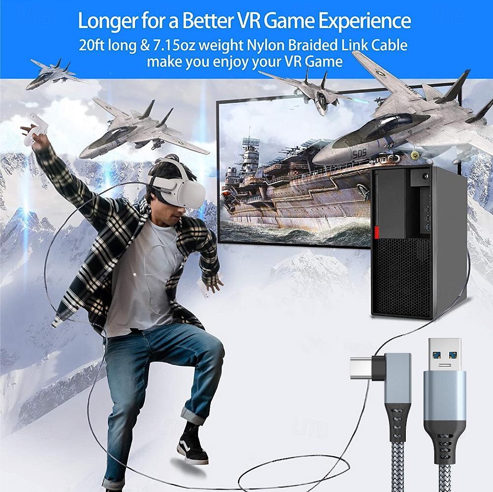 2025年 Oculus Quest2 リンク ケーブル コンピューター VR ゲーム コンソール VR グラス USB から Type-C 接続ケーブル コレクション – $17.99 –P6