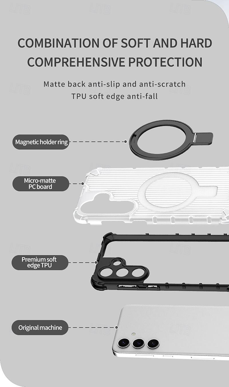 Phone Case For Samsung Galaxy S24 Ultra Plus S23 Ultra Plus A55 A35 A25 A15 5G A54 A34 A14 A13 S25 Ultra Back Cover with Stand Holder Support Wireless Charging Shockproof TPU PC 2025 - $18.99 –P13
