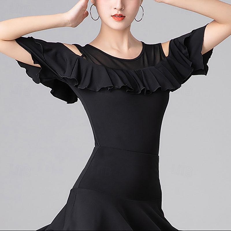 Dans Latin Dans de Societate Leotard / Onesie Decupat Culoare Pură Despicare Pentru femei Performanță Antrenament Manșon scurt Înalt Poliester 2026 - $46.99 –P3