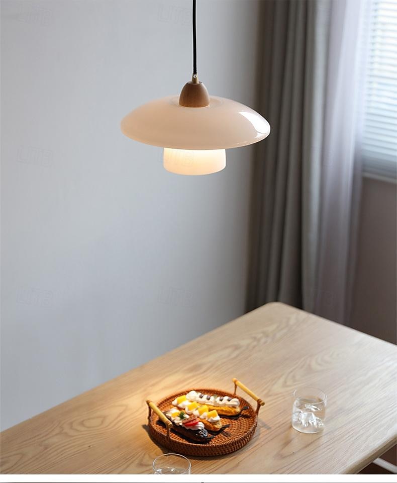 led pendel lys kjøkkenøy pendel 1-lys 28 cm enkelt design glass tremalt finish moderne nordisk stil soverom spisestue 110-240v 2025 - $279.99 –P1