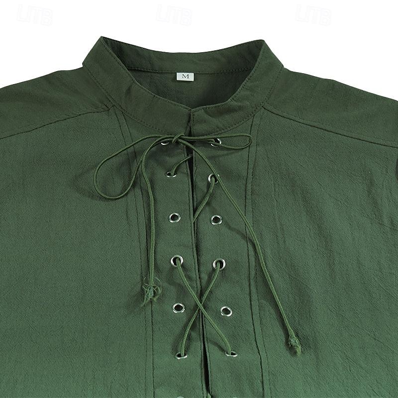 Medieval Renascentist secolul al 17-lea Cămașă Tunică Cavaler Viching Cavaler celtic Ranger elfică Cordon Culoare solidă Costume de fancy Bărbați Pirat Halloween Carnaval Casual Purtare Zilnic 2026 - $27.99 –P12