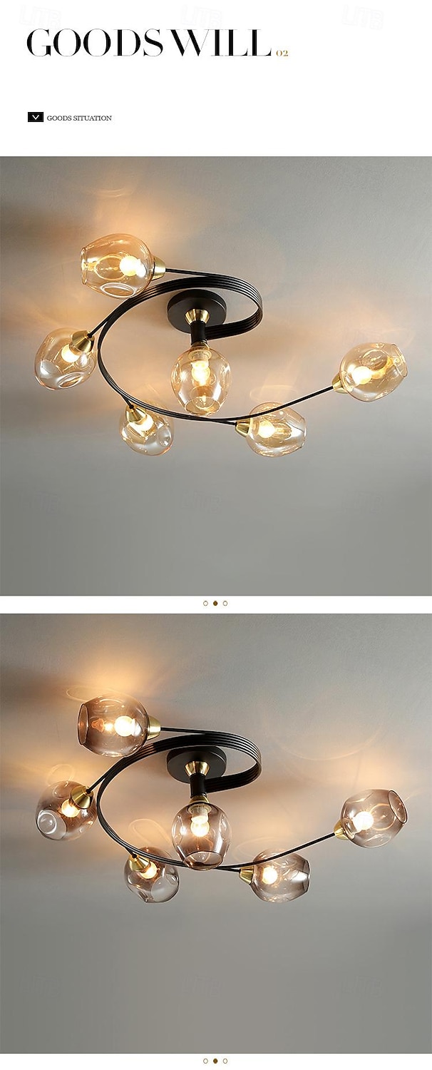 Luz de teto led 4/6 cabeça de vidro metal e27 nórdico criativo mágico lâmpada de teto pequeno quarto, lustre pessoal conciso moderno, para sala de estar comercial lâmpada de sala de jantar, sala de de 2025 por $331.19 –P7