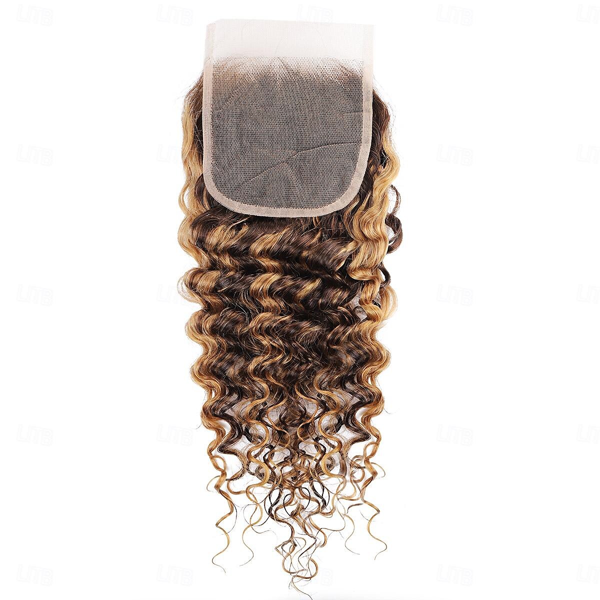 Lot de 3 extensions de cheveux humains ondulés profonds P4/27 avec fermeture 4*4 pour femmes noires de 2025 ? $257.49 –P6
