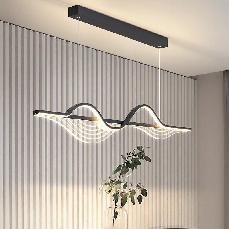 suspension led lampes à suspension linéaires à longue bande à intensité variable luminaires suspendus en métal blanc avec abat-jour en acrylique 1 lumière 100 cm cafés de cuisine 110-240v uniquement de 2025 ? $279.99 –P12