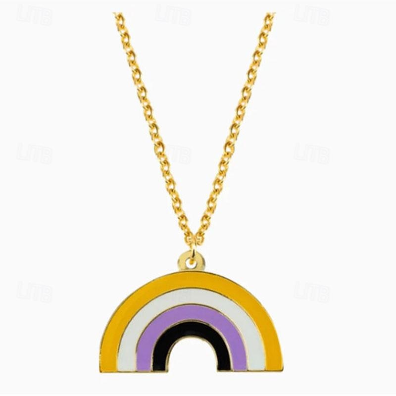 trots maan regenboog liefde vormige hanger ketting gepersonaliseerde mode eenvoudige homoseksuele enkellaags halsketting 2025 - $24.99 –P17