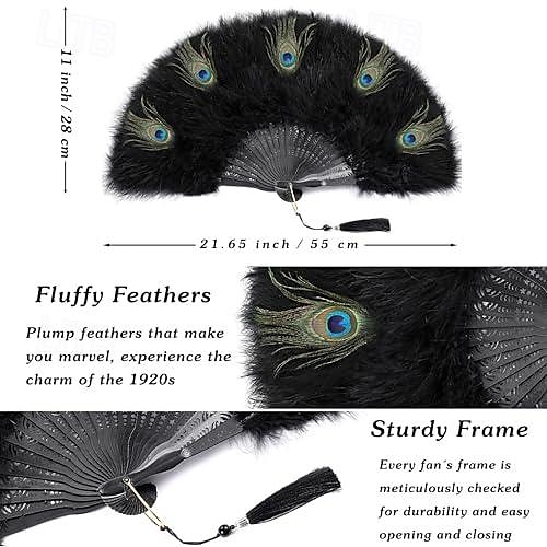 Retro Vintage Roaring 20s 1920s Feather Fan The Great Gatsby Flapper Girl Wedding Guest Feather Women's Halloween Carnival Masquerade Party / Evening Wedding Reception Bachelorette Party Adults More 2025 - $25.99 –P4