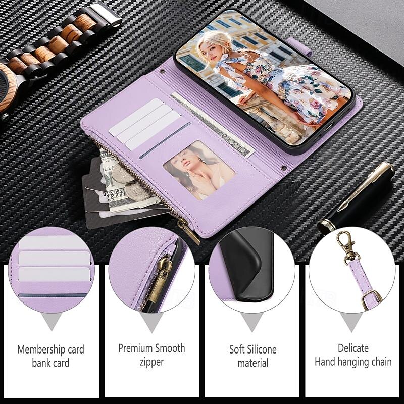 Phone Case For iPhone 16 iPhone 15 Pro Max Plus iPhone 14 13 12 11 Pro Max Plus Mini SE Back Cover with Stand Holder Magnetic Zipper Retro TPU PU Leather 2025 - $20.99 –P4