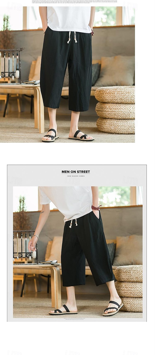Bărbați Pantaloni de in Pantaloni harem Pantaloni Capri Buzunar Mată Sport Lungime gambă Muncă Casual Casual Potrivire Largă Negru Roșu Vin Inelastic 2026 - $22.99 –P2
