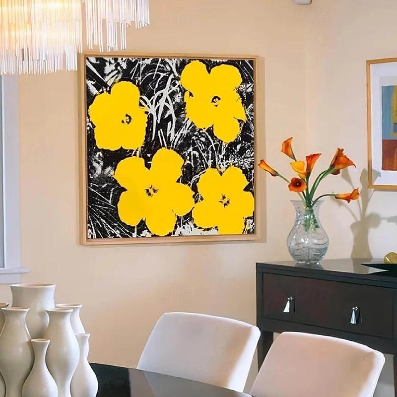 handgemaltes Strukturgemälde auf Leinwand, handgemachtes Ölgemälde, gelbes Blumengemälde, Wandkunst, Gemälde, moderne Kunst, Schlafzimmer-Wanddekoration, Modekunst 2025 - $116.99 –P2