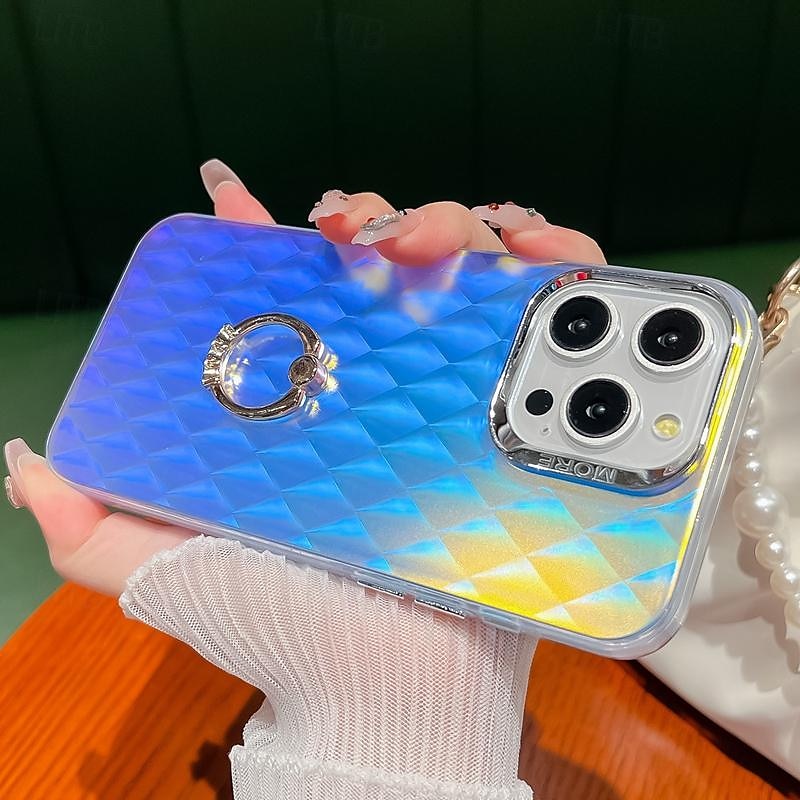 טלפון מגן עבור אייפון 16 iPhone 15 Pro Max iPhone 14 Pro Max אייפון 13 פרו מקס כיסוי אחורי בלינג גליטר מבריק אבזם טבעת עמיד בזעזועים TPU צפוי 2025 - $15.99 –P12