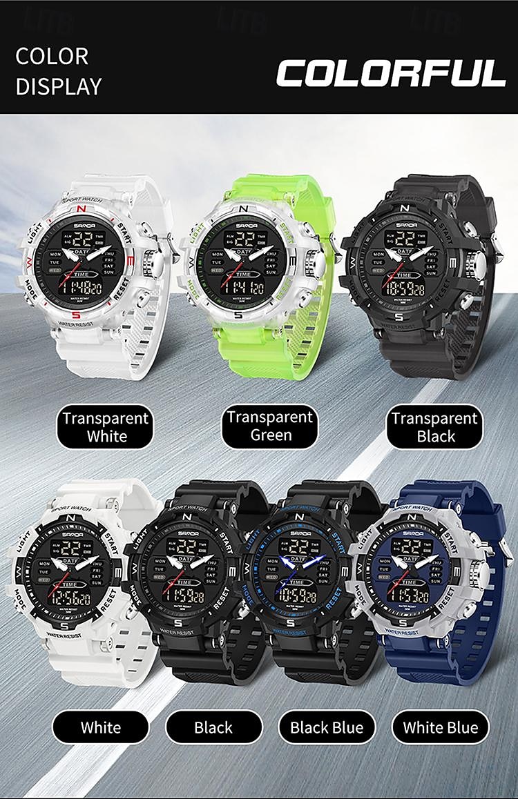SANDA Heren Digitale Horloge Buiten Sports Mode Polshorloge Luminous Stopwatch Alarmklok Countdown TPU Horloge 2025 - $28.99 –P8