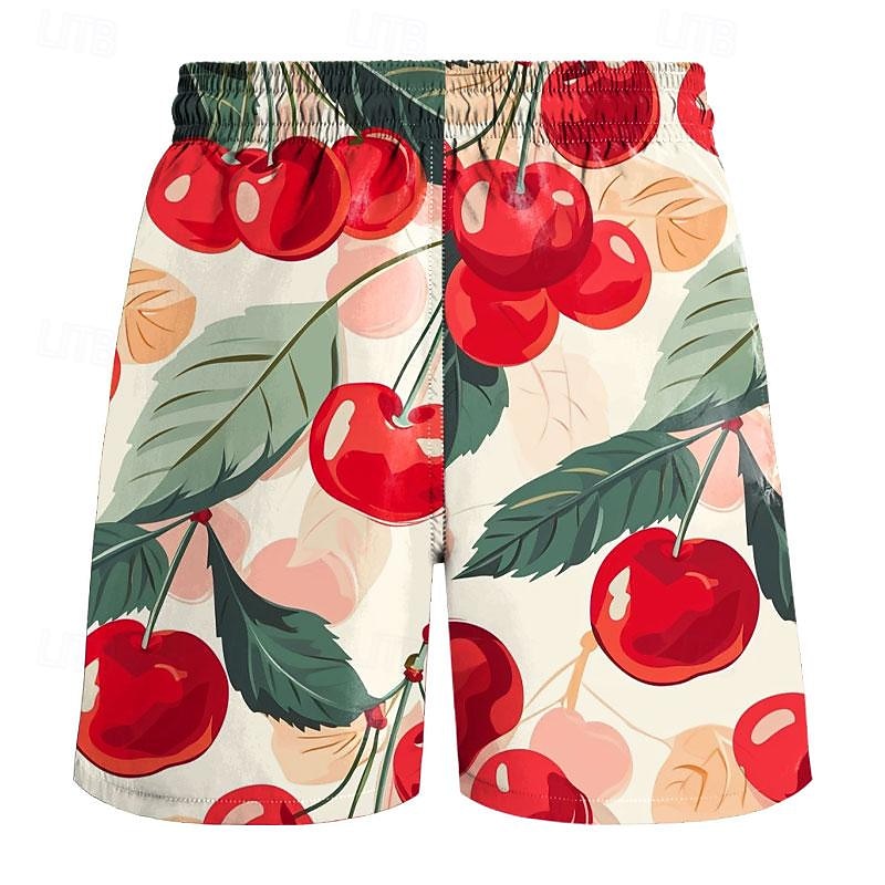 Voor heren Fruit Kersen Citroengeel Lange zwembroeken Zwemshorts Boardshorts Medium Taille Modieus Streetwear Ontwerper Casual Dagelijks Feestdagen Zak Trekkoord Elastische taille Ontwerper Kleding 2026 - $20.99 –P2