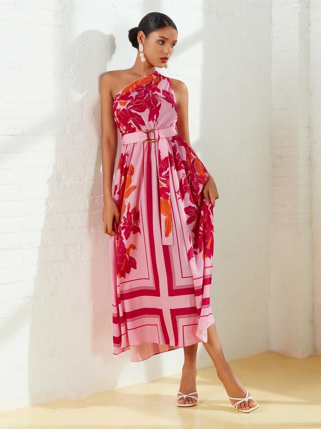 Per donna Abito Stampato Abito maxi Rosa Senza Maniche Floreale Stile Floreale Fibbia Estate Monospalla Vestiti Vacanza S M L del 2025 a $71.99 –P1