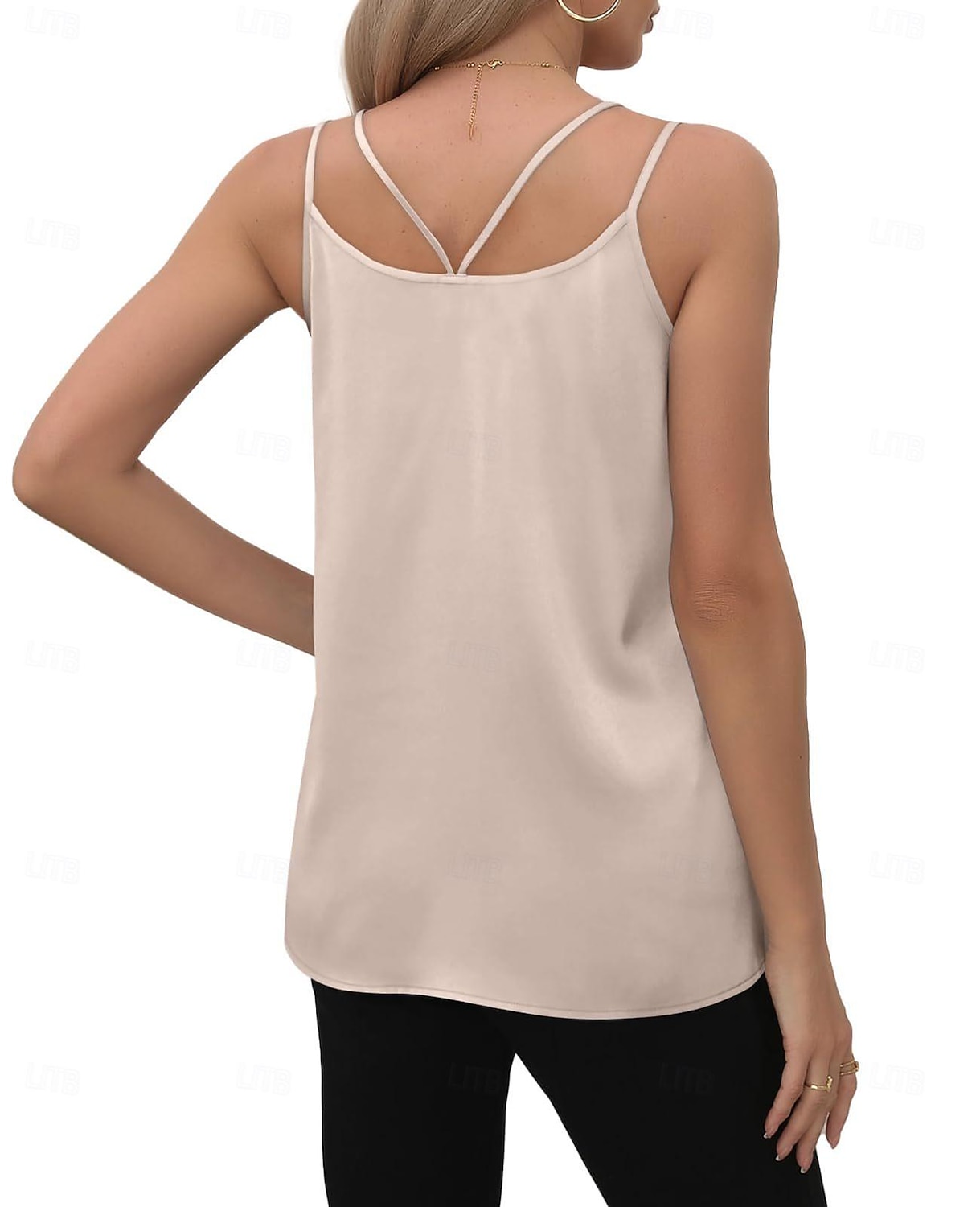Damen Cami Tank Top Lässig Ärmellos Reguläre Tops V-Ausschnitt Urlaub Täglich Weiß Wein Grün Beige Sommer 2025 - $22.99 –P3