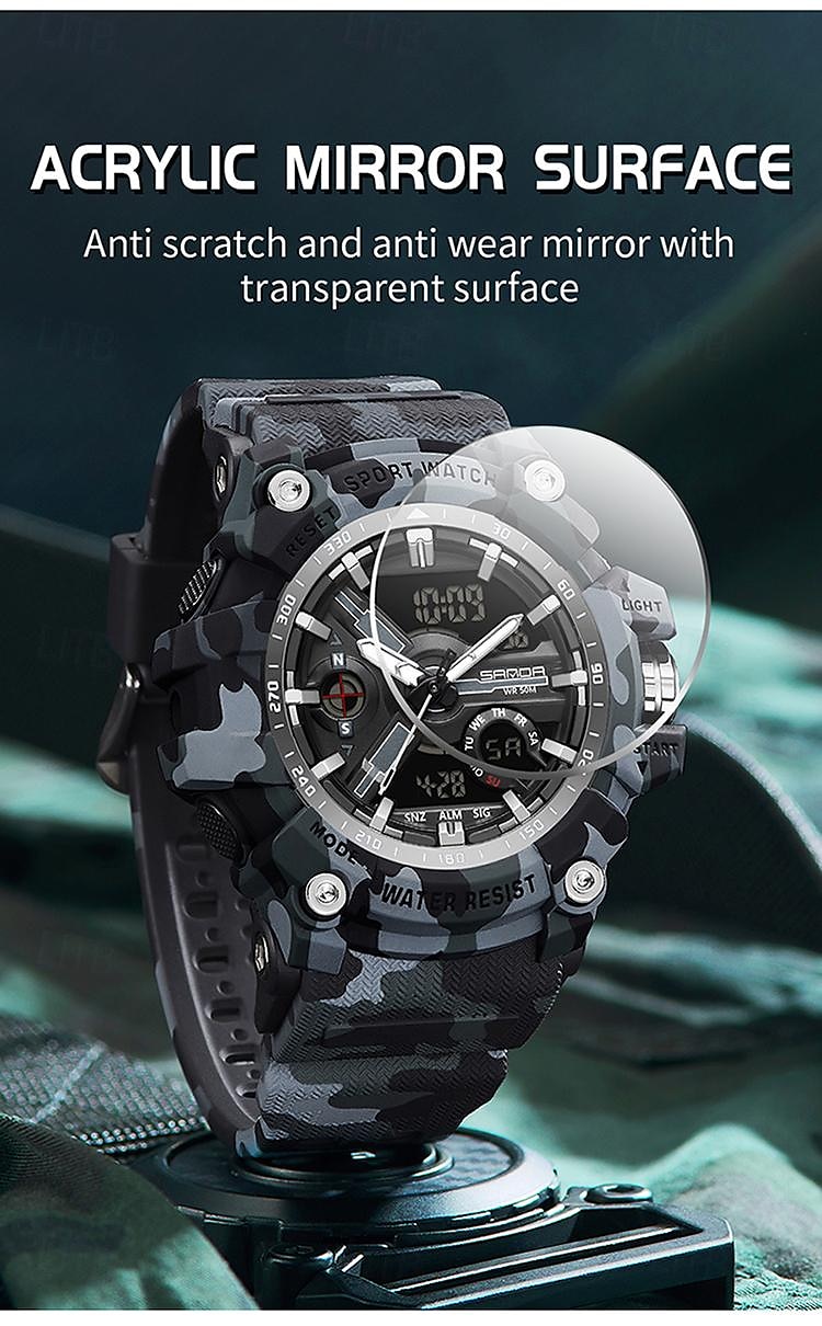 SANDA Men Digital Watch Outdoor Sports Fashion Casual Luminous Stopwatch Alarm Clock Waterproof TPU Watch 2026 - $33.99 –P18