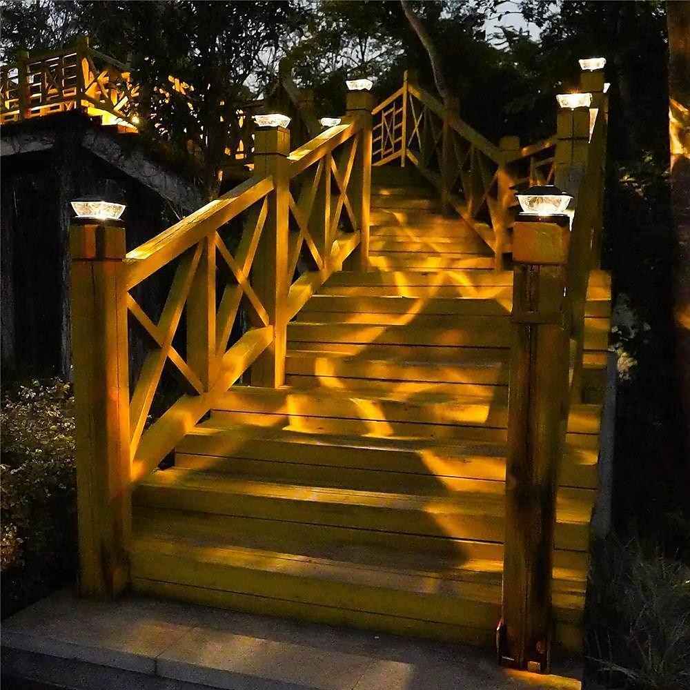 LED Außenwandleuchte Solarlampen Neue solarbetriebene , Solar-Pfostenleuchte, weiße, warme Lampe, Außenbeleuchtung, wasserdichte Säule, IP65, Solar-Außenlampe für den Garten, 1 Stück 2025 - $23.99 –P1