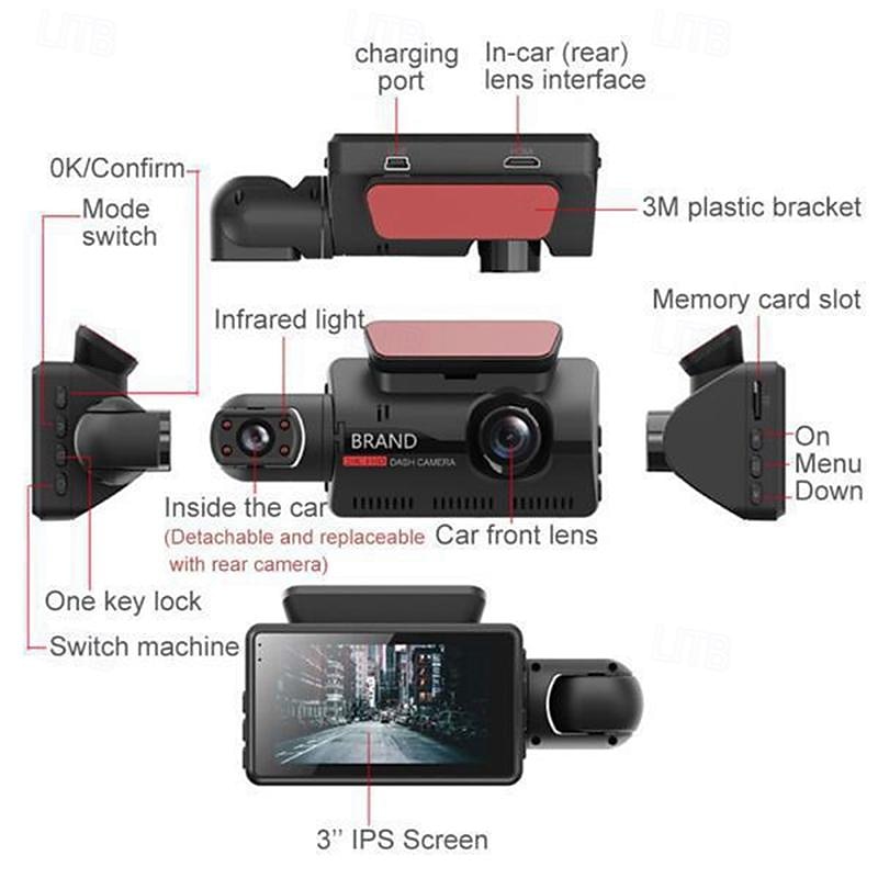 2025年 A68 1080p 新デザイン / HD / 360°監視 車のDVR 150度 広角の 3 インチ IPS ダッシュカム とともに ナイトビジョン / G-Sensor / モーションセンサー 4 赤外線LED カーレコーダー コレクション – $41.99 –P9