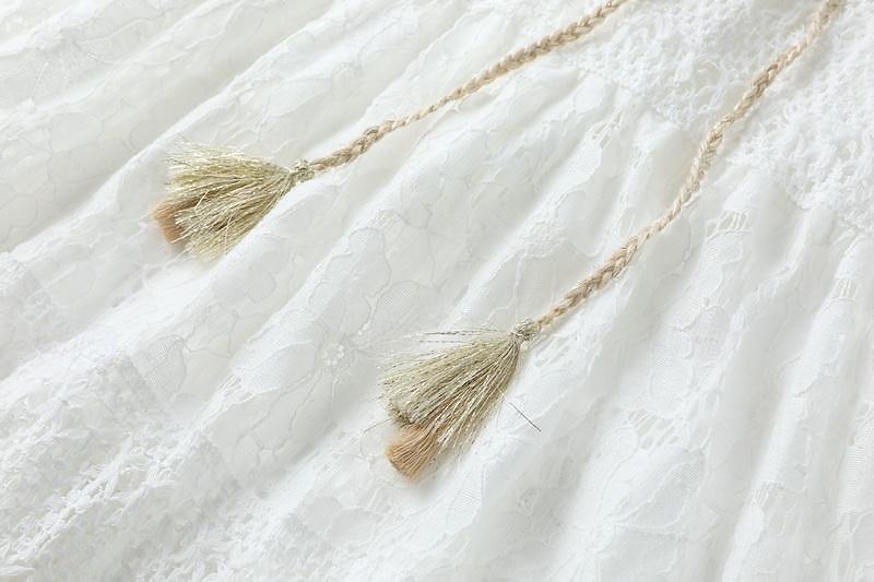 Damskie Sukienka maxi Biała sukienka Biała koronkowa suknia ślubna Sukienki w stylu boho Sukienka Boho Elegancja Bohema Linia A Urlop Święto Regularny Długi rękaw W serek Biały Morelowy Lato 2025 - $57.99 –P6