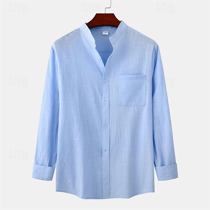 Per uomo Camicia Camicia di lino Camicia in cotone e lino Camicia con colletto cinese Camicia con colletto alla coreana Camicia casual Semplice Vacanza Camicia hawaiana Bianco Blu marino Cachi Azzurro del 2025 a $32.99 –P10