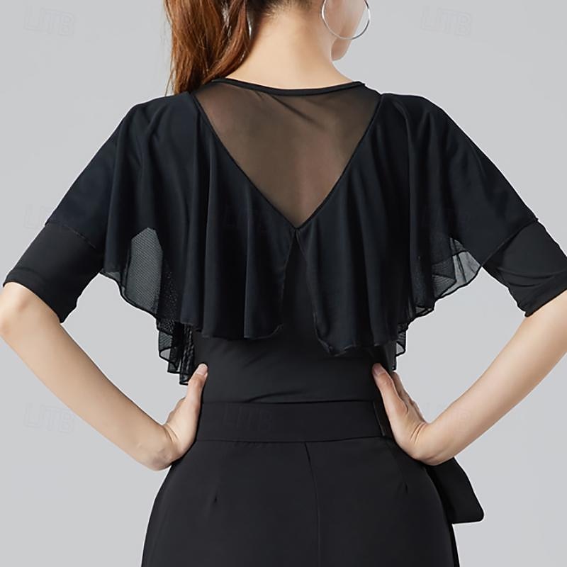 Latinotanssi Salitanssi Toppi Röyhelöity Puhdas Väri Liitos Naisten Suoritus Kouluts Puolihiha Korkea Villasekoite 2026 - $40.99 –P2