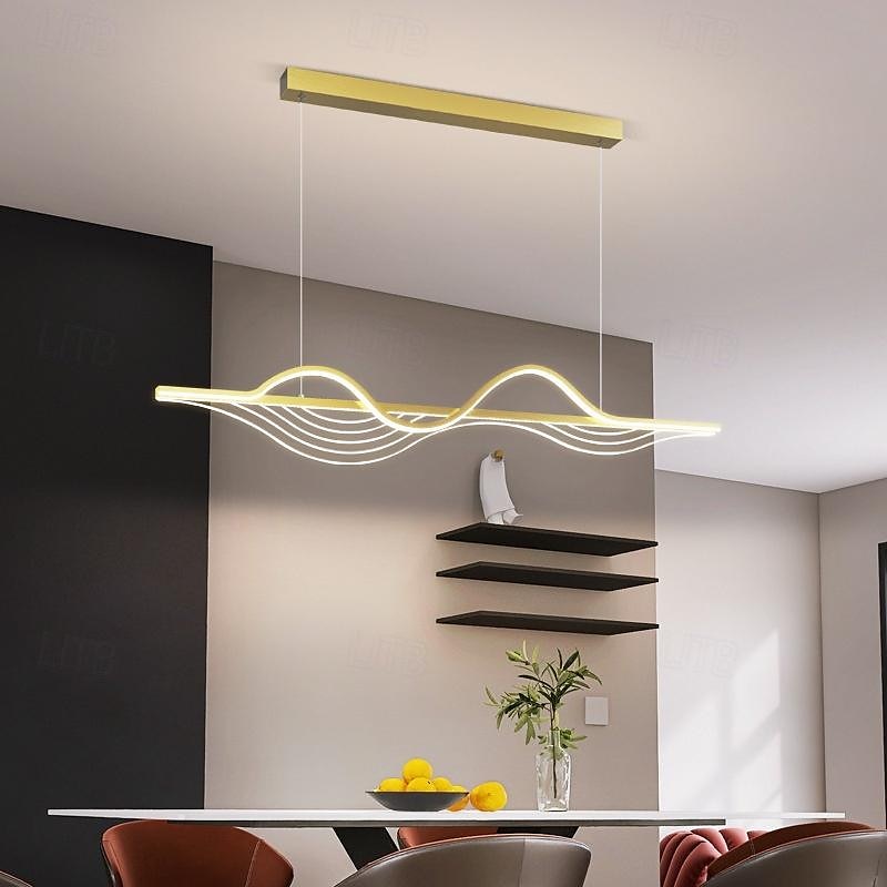 suspension led lampes à suspension linéaires à longue bande à intensité variable luminaires suspendus en métal blanc avec abat-jour en acrylique 1 lumière 100 cm cafés de cuisine 110-240v uniquement de 2025 ? $279.99 –P10