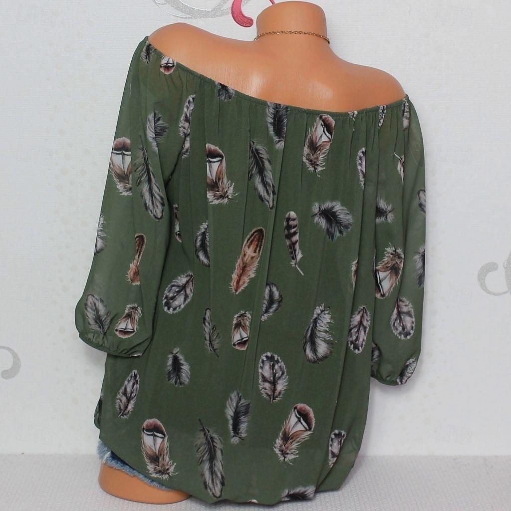 Damen Boho Bluse Federdruck Langarm V-Ausschnitt Krawattenbänder fließendes Top weiß braun lässig Strand Festivalmode entspannte Passform Frühling Sommer Kleidung 2025 - $24.99 –P3