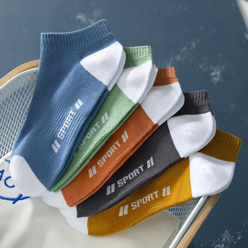 Men's 5 Pack Multi Packs Socks Ankle Socks Low Cut Socks Rainbow Color Color Block Sports & Outdoor Daily Vacation Basic Medium Spring Fall Fashion Casual 2025 - $7.99 –P4