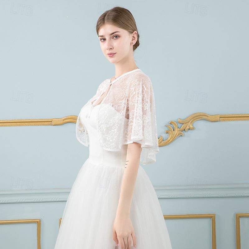 Sjalar Sjalar till damer Bolero Elegant Brudkläder Halvlång ärm Polyester Brudsjalar Med Ren Färg Till Fest Vår & sommar 2025 - $20.99 –P3