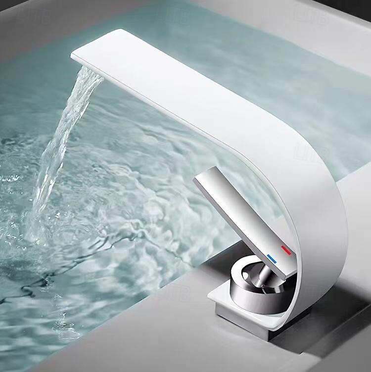 Bathroom Sink Faucet - Waterfall Electroplated Centerset Single Handle One HoleBath Taps 2025 - $145.99 –P6