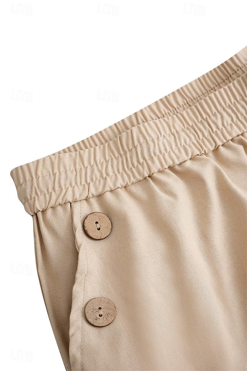 Homme Pantalon en lin Pantalon pantalon été Cordon Taille elastique Plein Confort Respirable Toute la longueur Casual du quotidien Vacances Mode Style classique Blanche Bleu de 2025 ? $25.99 –P4