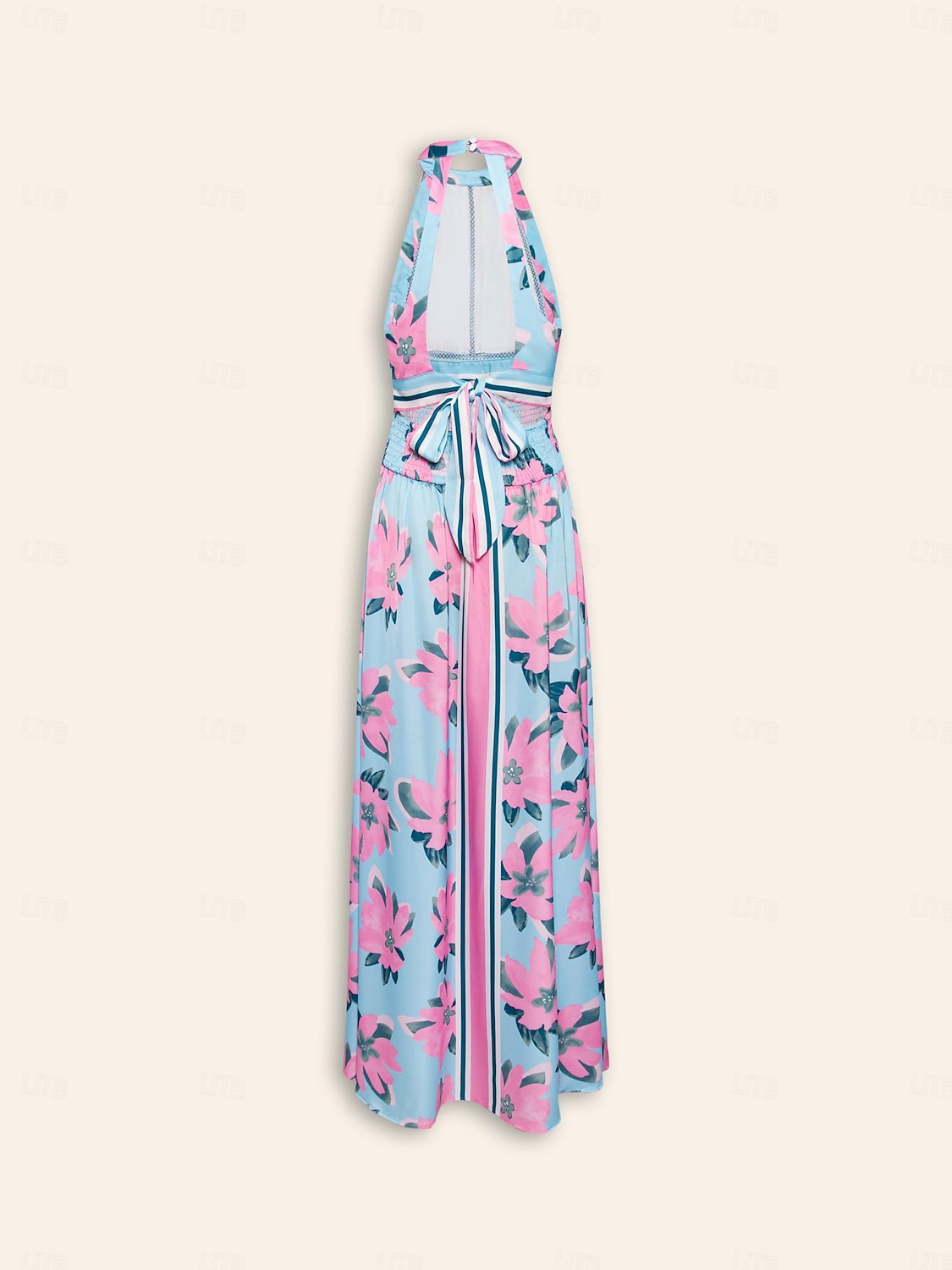 Damen Neckholder-Kleid Kleid drucken Maxidress Gelb Blau Ärmellos Blumen / Pflanzen Rückenfrei Elastische Taille Print Sommer Halfterhals Urlaub XS S M 2025 - $119.99 –P6