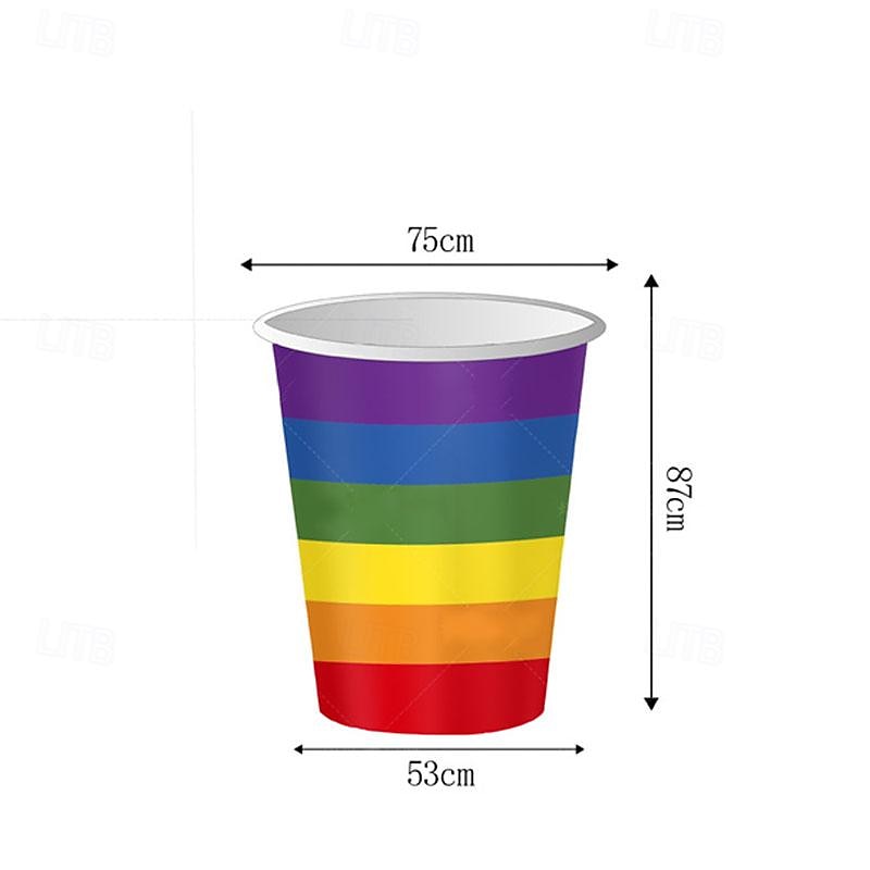 LGBT June Rainbow Party Disposable Paper Plate Set Colorful Stripe Party Disposable Tableware 2025 - $38.99 –P5