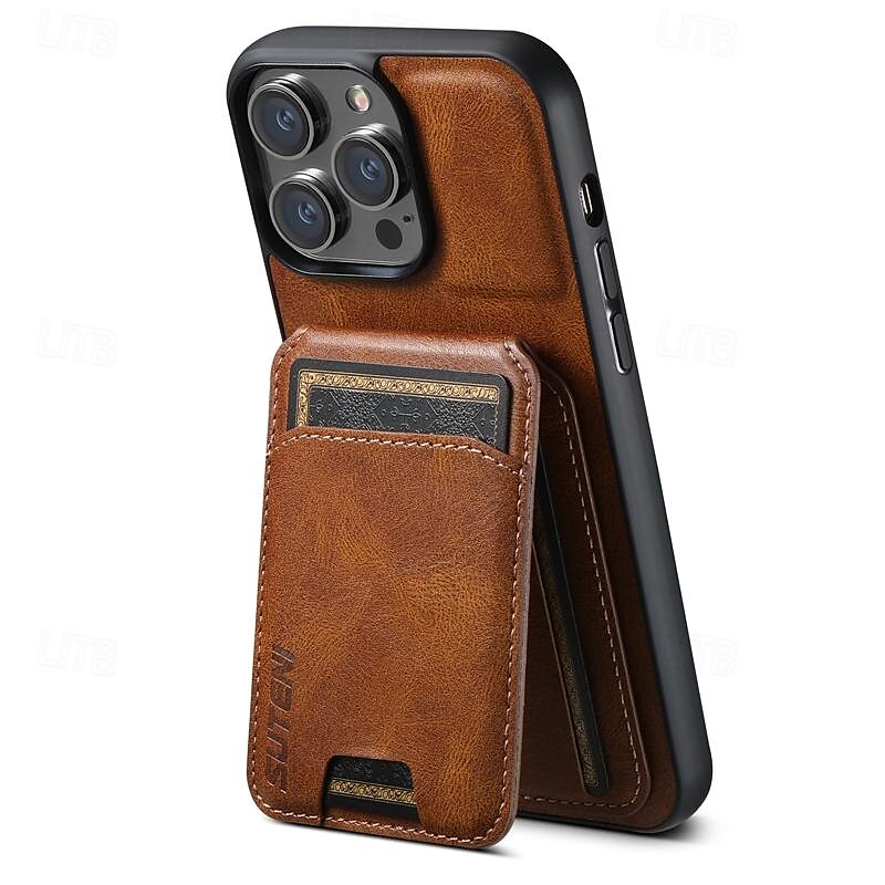 Custodia per telefono per iPhone 16 iPhone 15 Pro Max Plus iPhone 14 13 12 11 Pro Max Plus Cover posteriore con supporto Porta carte magnetico Retro TPU PC Pelle PU del 2025 a $20.99 –P3