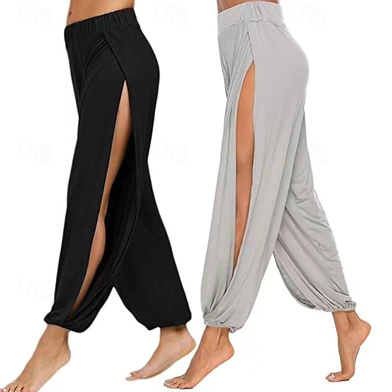 Women's EU / US Size Active Baggy Pants Harem Pants Hippie Buddha Pants Full Length High Waist Solid Colored Hole Moisture Wicking Soft Comfortable Sport Casual Daily anthracite Summer All Seasons 2025 - $17.99 –P2