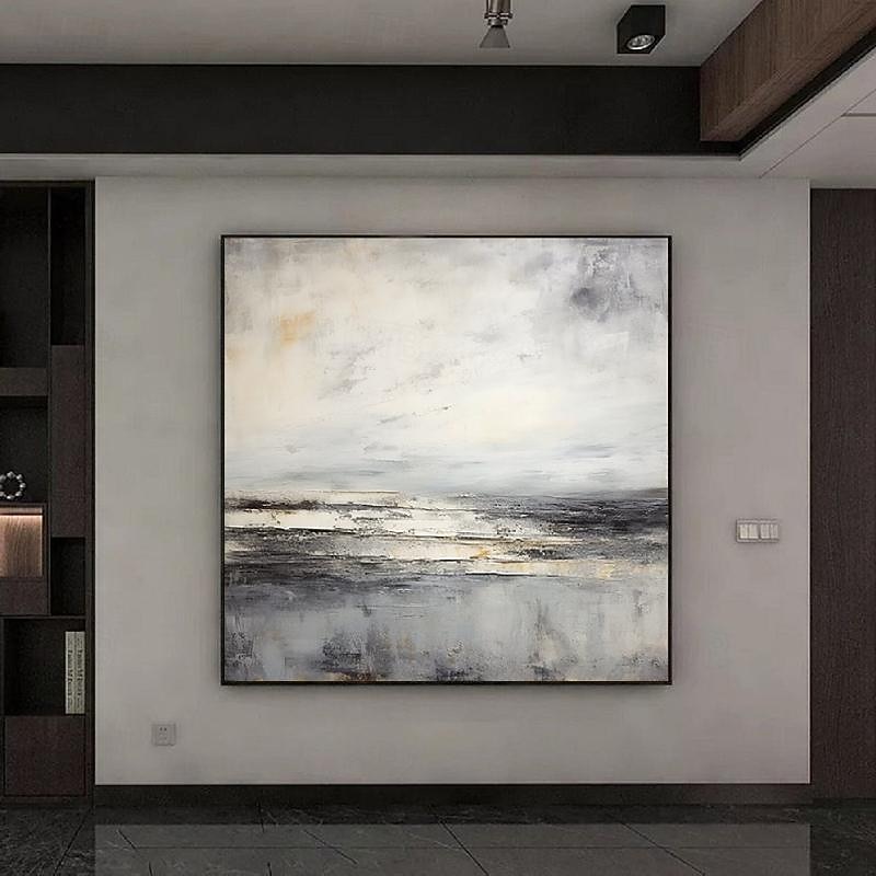 Abstract Skyline Painting hand painted Extra large wall art pain ting handmade gray landscape painting on canvas large wall art gold abstract mordern painting for Bedroom Living room painting 2025 - CAD $157.3 –P12