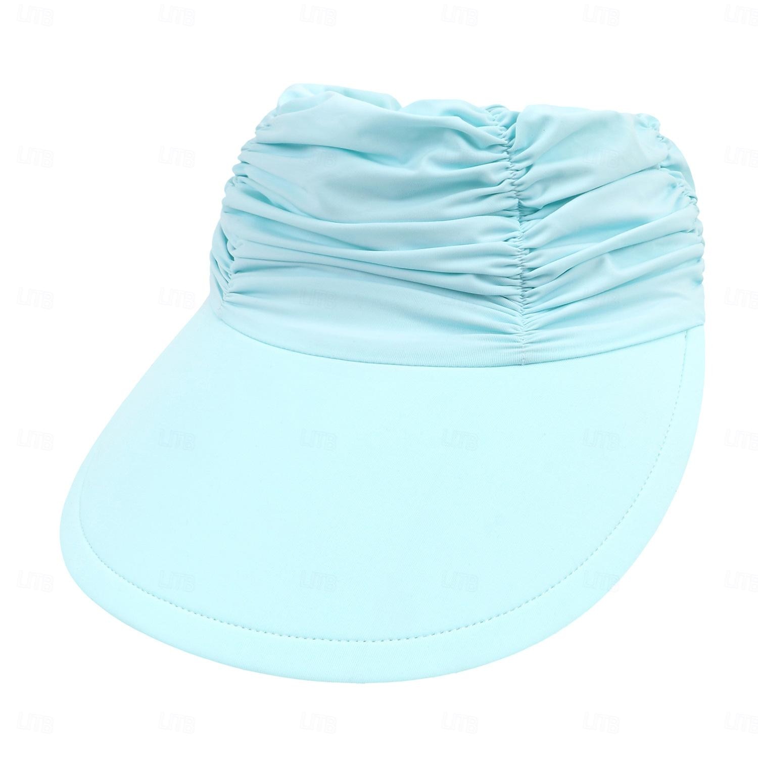 Modischer, einfarbiger UV-Sonnenschutz für Damen mit breiter Krempe, Visier, modischer Aufdruck, geraffter Sonnenschutz, leerer Sommer-Strandhut 2025 - $8.99 –P9