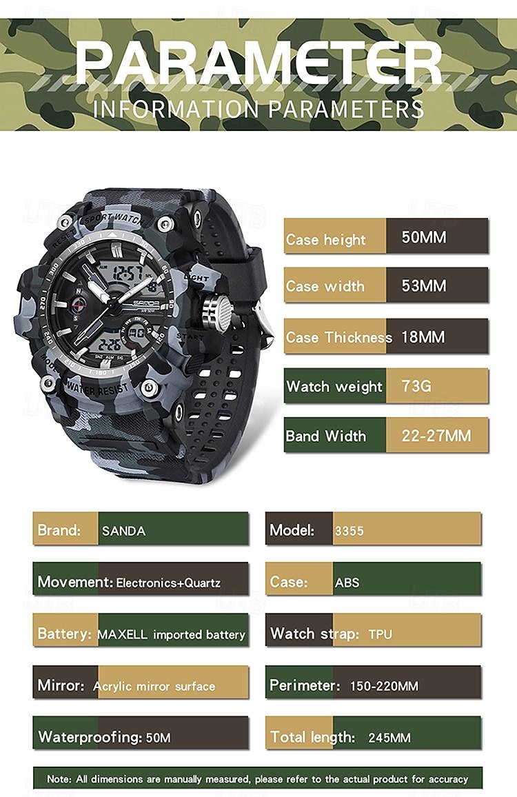 SANDA Men Digital Watch Outdoor Sports Fashion Casual Luminous Stopwatch Alarm Clock Waterproof TPU Watch 2026 - $33.99 –P8