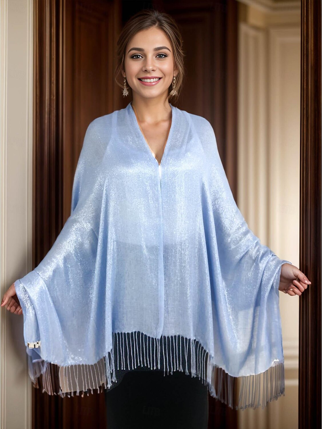شالShawls مشد نسائي أنيق يلمع و يبرق بدون كم بوليستر لفات الزفاف مع لون نقي من أجل مناسب للحفلات للربيع والصيف 2025 - $16.99 –P19