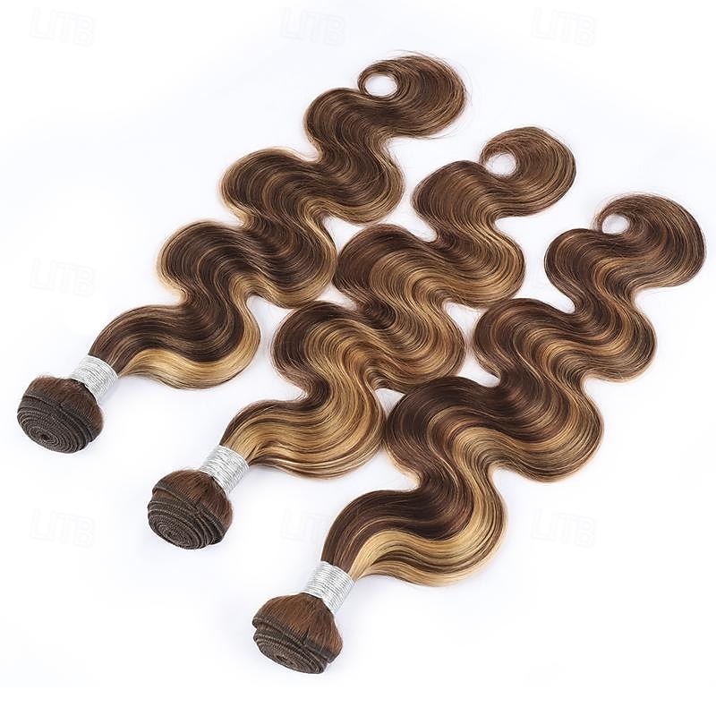 korostaa ihmisen hiuksia p4/27 body wave nippu 3 nippua 300g hiustenpidennykset 2025 - $158.99 –P2