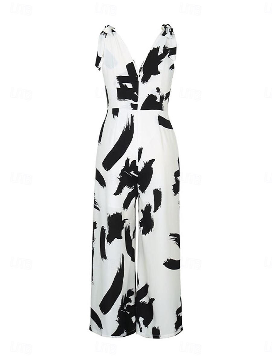 Femme Normal Combinaison Elégant Graphic Sans Manches Col V Imprimer Travail Plein Air Standard Blanche Eté de 2025 ? $42.99 –P6